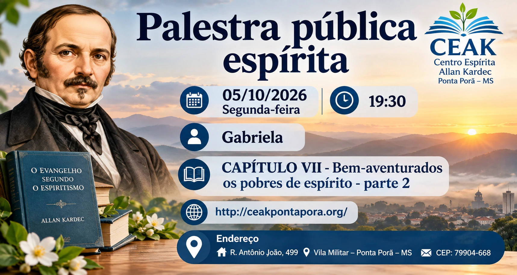 Palestra Pública Espírita – CEAK Ponta Porã
